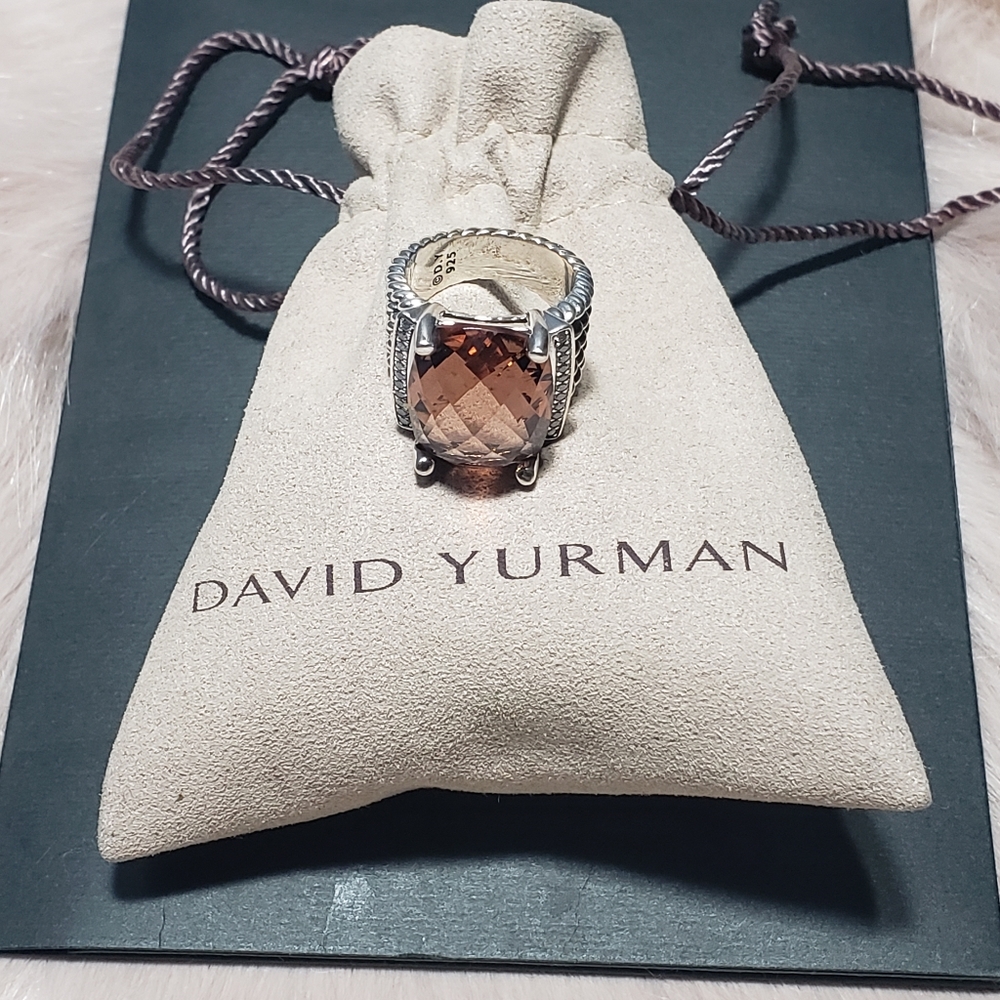 ⭐️SOLD⭐️David Yurman Silver Morganite & Diamond Ri…